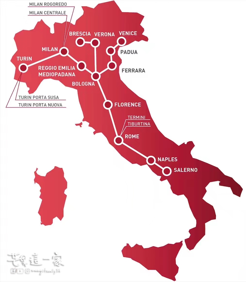 義大利Italo官網路線圖